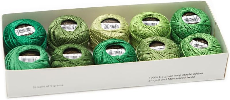 AMOHilos Size 8 Double Mercerized Egyptian Long Staple Cotton Pearl Thread Ball 5 Grams Rainbow Color Embroidery Thread 10 Colors per Box for Crochet Hardanger Cross Stitch Hand Embroidery (Set Q) - Image 1